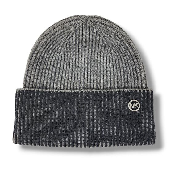 Michael Michael Kors Grey Charcoal Ribbed Beanie Charm Wool Blend - Picture 1 of 7